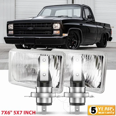 Pair 7x6 inch Led Headlights High Low Beam Fit chevrolet C10 C20 C30 K10 K20 K30 - Image 1 of 4