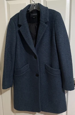 Casaco feminino Marc New York Paige lã mescla entalhe colarinho botão frontal tamanho 12 - Imagem 1 de 4