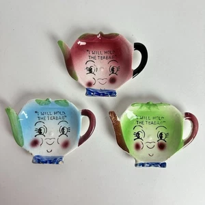 Vintage Teebeutelhalter anthropomorph Japan 3er Set Ich werde den Teebeutel halten - Bild 1 von 6