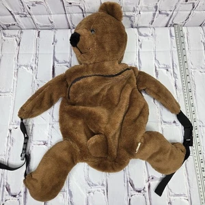Vintage 1985 PetPak Brown Bear Plush Backpack 23" New York Double Shoulder Strap - Picture 1 of 8