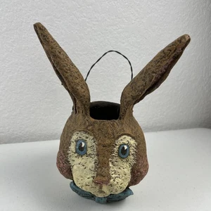 Alycia Matthews ESC Trading Co Easter Bunny Bucket Primitive Folk Art 2002 - Picture 1 of 6