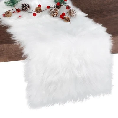 Christmas Table Runner, White Faux Fur Table Runner for Home Decorations, Win... - Image 1 of 4