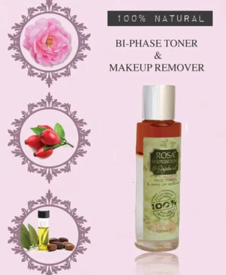 Bulgarian Rose face Bi-phase Toner & Cleanser Makeup remover 100% natural - Image 1 of 4
