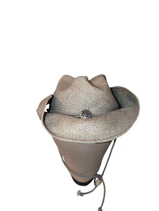 Scala straw WESTERN Cowgirl Hat Beading Small/Medium. Handmade. Comfort Band Sun - Picture 1 of 6