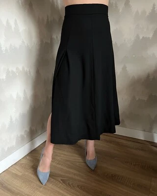 Falda midi de lana negra MAX MARA con escote lateral talla 38 Foto 1 de 4