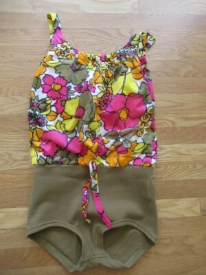 Traje de baño vintage años 60 70 MOD Groovy Flower Power Hippie Brady Bunch 1 pieza S/M Foto 1 de 4