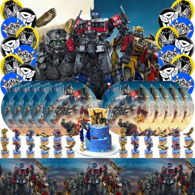 Transformers Rise Of The Beasts Party Supplies Birthday Plates Balloons Banner - Image 1 of 4