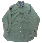 VTG Polo Ralph Lauren Button Up Shirt Size M Dark Green Solid Oxford