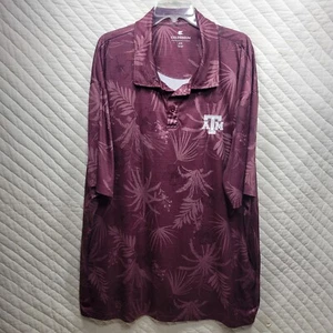 Texas A&M Aggies Mens 4X Colosseum Polo Maroon  Floral Pattern Tropical - Picture 1 of 8