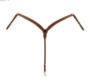 WEAVER TURQUOISE CROSS RAWHIDE BUCKSTITCH CONTOURED BREAST COLLAR 45-0311 - Picture 1 of 2