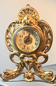Antique Dauphin Koi Devil Fish Clamshell Decorative Arts Clock USA Works (SH) - Picture 1 of 16