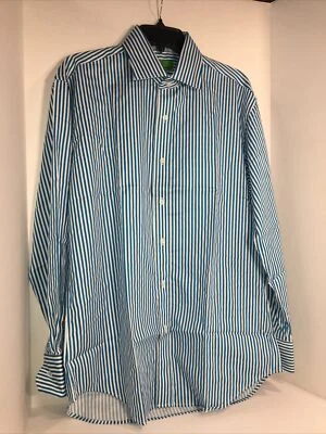 Bristol and Bull Mens Size Large 16-16 1/2 34/35 Long Sleeve Shirt Blue / White - Image 1 of 4