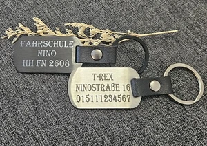 Schlüsselanhänger Metall Personalisiert Gravur Graviert Name Schlüssel ID Tag - Bild 1 von 4