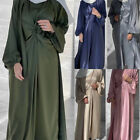 Hijab Abaya Women Open Long Dress Set Muslim Kimono Cardigan Robe Islamic Gown
