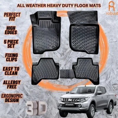 Tapetes moldeados en 3D forros para Mitsubishi L200 2015-2022 para todas las estaciones de alta resistencia Foto 1 de 4