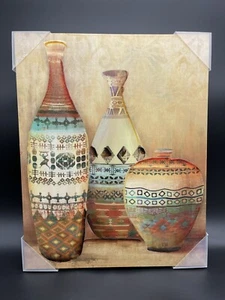 Native American Pottery Poster Painting Canvas Wall Art Framed 20" x 16" - Picture 1 of 7