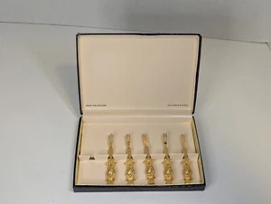 24k vergoldete Vorspeise Austerngabeln. Janis Collection Eulen Zylinder Hut, 5 Stück/Lot - Bild 1 von 23