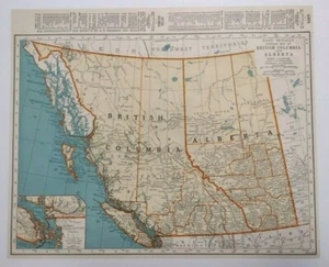 Antica mappa della British Columbia e Alberta 1942 - Foto 1 di 1