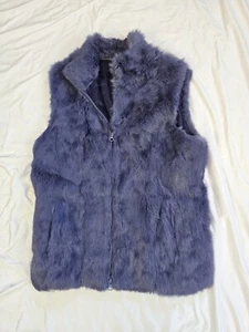 Vintage Express World Brand Lavender Rabbit Fur Short Vest Women's Size M - Picture 1 of 4
