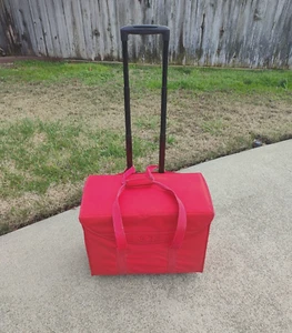 ELNA Sewing Machine Rolling Luggage Trolley Bag Case Tote Red - Picture 1 of 22