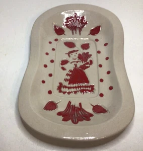 Cleminsons Galagray Bread Tray Platter Woman Carrying Plant Tan Red 11 1/8 Inch - Picture 1 of 12