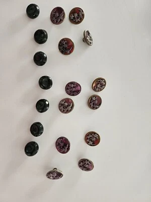 Vintage Glass Metal And Shell Buttons Lot 50 Total - Image 1 of 4