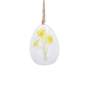 Gisela Graham Ceramic Daffodil Design Egg Hanging Easter Homeware Decoration - Picture 1 of 1