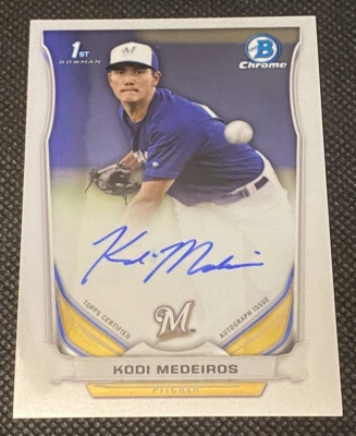 2014 Topps Bowman Chrome Auto Kodi Medeiros # BCA-KM  - Image 1 of 2