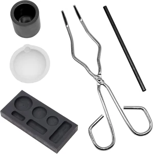 Torch Melting Kit Gold & Silver Set Crucible Borax Tong Rod Graphite Ingot Mold - Picture 1 of 12