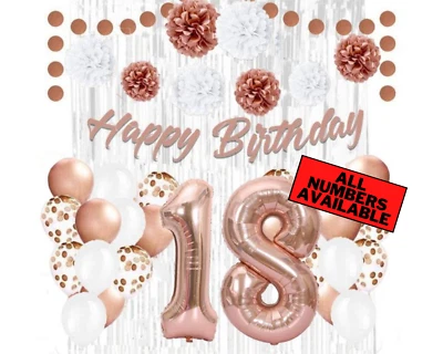 Rose Gold 18th Birthday Decorations for Girls - 40" Number Balloons & More - Image 1 of 4