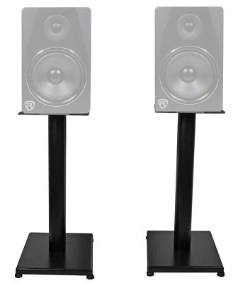 Pair Rockville RS21B 21" Steel Bookshelf Speaker/Studio Monitor Stands - Black - Image 1 of 4