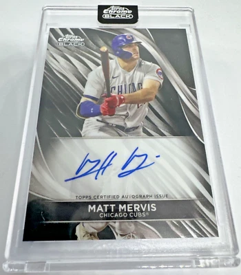 2024 TOPPS CHROME BLACK CBA-MME MATT MERVIS ON CARD ENCASED AUTO CUBS - Image 1 of 4