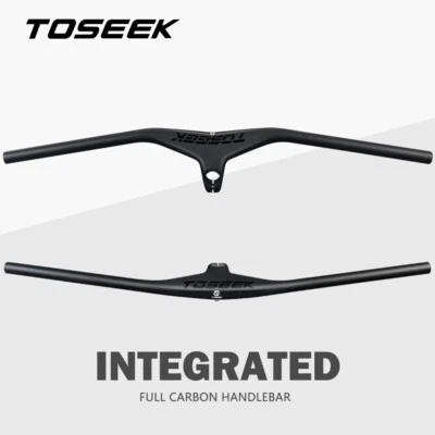 1-1/8" TOSEEK UD Carbon Handlebar -17° Integrated Bar Stem MTB Bicycle Handlebar - Image 1 of 4