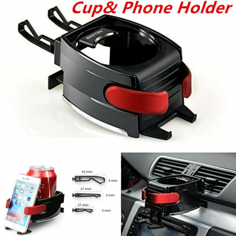 2in1 Car Drink Cup Bottle Stand Holder &  Phone Mount Holder Air Vent Adjustable - Image 1 of 4
