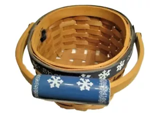Gewebter ovaler Holzkorb mit Keramikgriff am Griff 7"x 6"x 4,25" Außendurchmesser Let It Snow - Bild 1 von 5