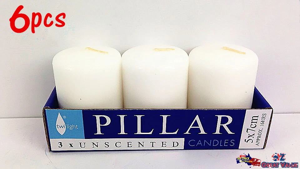 6x White Unscented Pillar Candle Votive Home Wedding Event Decor 5x7cm CNPL57W-3 - image 1 of 1