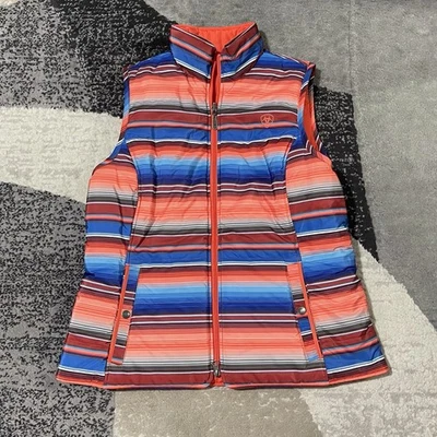 Ariat Vest Women Large Blue Serape Western Hallstatt Puffer Reversible Full Zip - Image 1 of 4