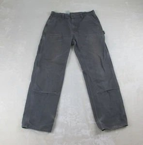 Carhartt Pants Mens 33 Gray Denim Jeans B136 GVL Dungaree Double Knee 33X32* - Picture 1 of 15