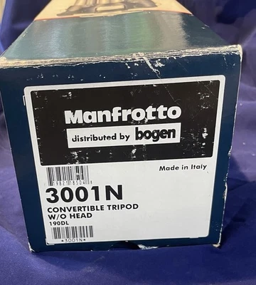 Manfrotto 3001N Tripod W/O Head Made in Italy Distributed By Bogen NOS NIB - Image 1 of 4