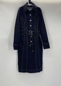 WHBM TALLA 00P Vestido Vaquero Elástico Denim Mujer Corsé Cinturón MIDI Índigo Oscuro - Imagen 1 de 9