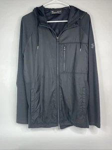 Under Armour Womens XL Black Full Zip Wind Breaker Workout Running Fitness - Picture 1 of 8