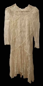 Abito romantico vintage Alicia avorio pizzo manica lunga matrimonio S small 5/6 P petite - Foto 1 di 22