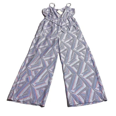 Mono Skies Are Azul Para Mujer’s L Grande Estampado Geométrico Sin Mangas Corbata Cinturón Nuevo Con Etiquetas Foto 1 de 4