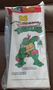 Tmnt white Paper Lunch bag raph Teenage Mutant Ninja Turtle X25 Raphael 1990 - Picture 1 of 3