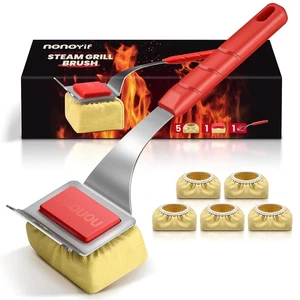 Grill Brush Bristle Free + 5 Replaceable Pads, Steam Grill Brush for Outdoor ... - Picture 1 of 8