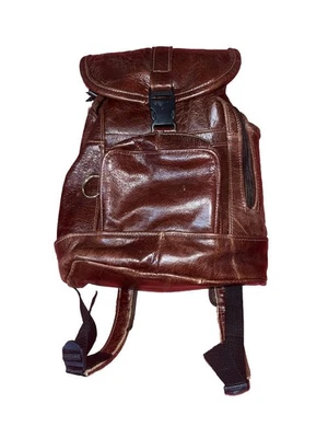 Mochila de couro genuíno mochila de viagem masculina e feminina feita à mão - Imagem 1 de 4