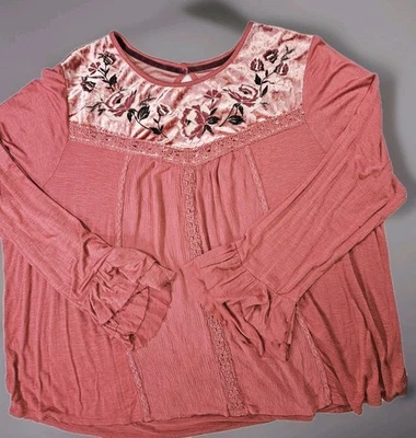 Top túnica vintage Xhilaration años 90 Y2K terciopelo floral bordado Fairycore 3XL  Foto 1 de 4