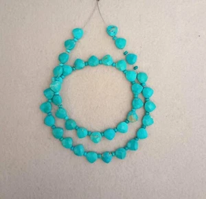 FACETED MEXICAN TURUOISE 8MM TRILLION TRIANGLE BRIOLETTE BEADS - 15.5" - 5003E - Bild 1 von 3
