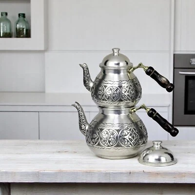 JUEGO DE TETERA TURCA TRADICIONAL HECHA A MANO DE COBRE MARTILLADO A MANO SEMAVER ÚNICO Foto 1 de 4