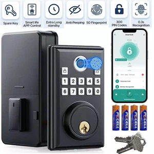 Smart Door Lock Biometric Keyless Entry Deadbolt Fingerprint WiFi Bluetooth APP - Picture 1 of 10